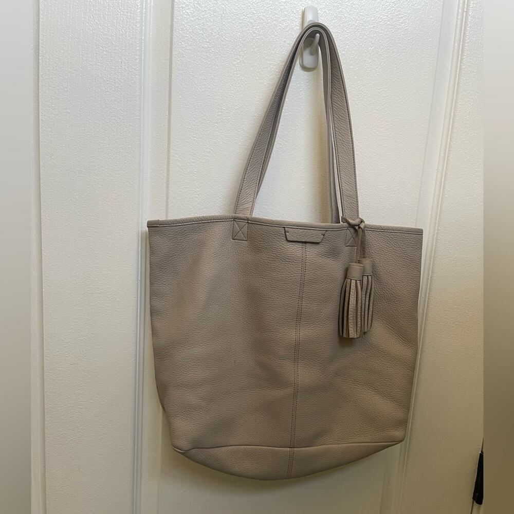 Leatherology Taupe Tote Bag with Tassel Gorgeous